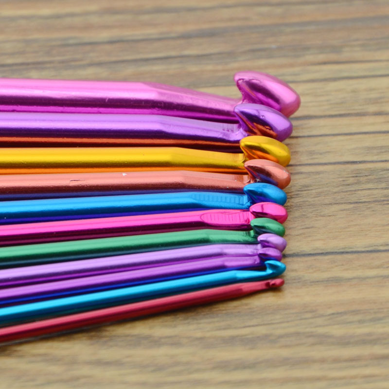 Factory direct supply Afghanistan crochet tools sweater needle with beads aluminum oxide crochet 11 Pack