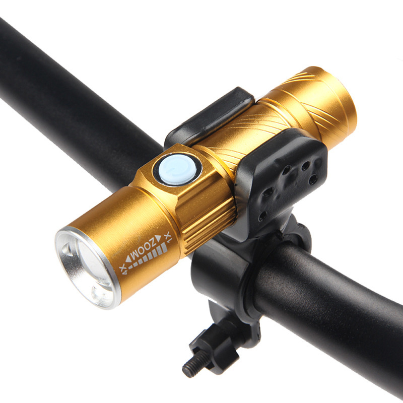 自転車USBライト充電伸縮懐中電灯led強光ミニアルミ合金ヘッドライト夜騎乗装備クロスボーダー