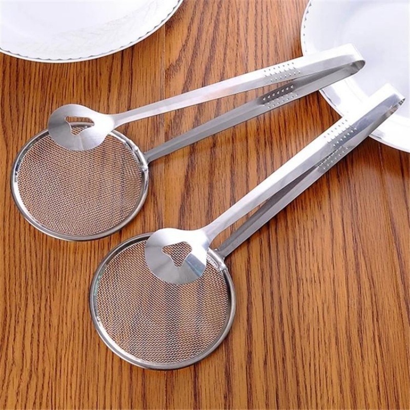 Kitchen Tools stainless steel colander oil scoop fried food oil scoop tofu powder sieve filter screen food oil clip
