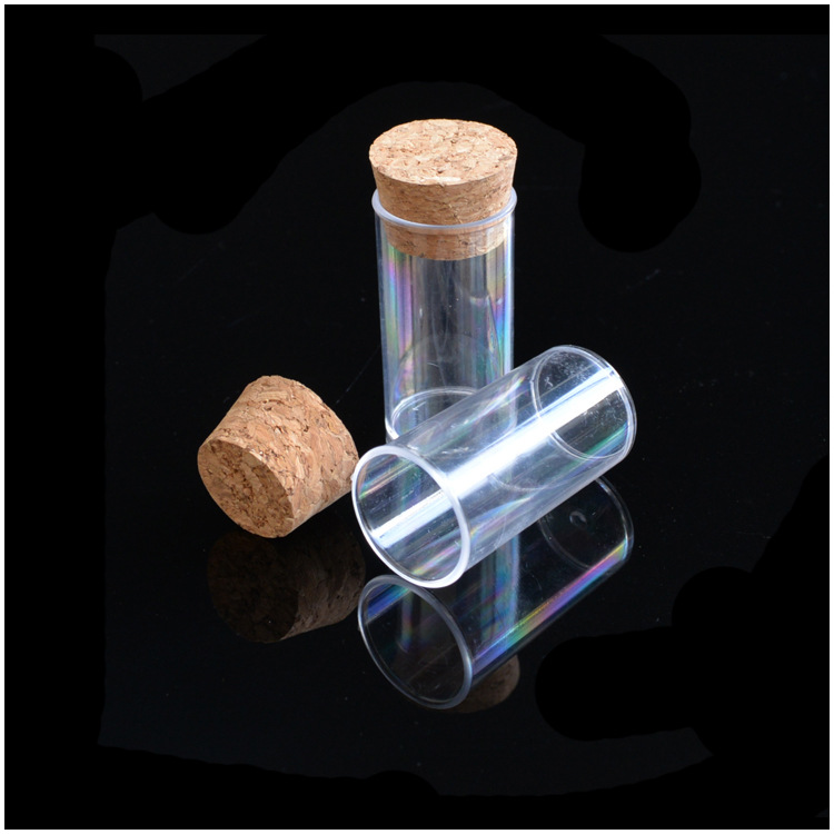 Refinement spot wholesale flat bottom test tube 24*45 25*95 with Cork PS transparent hard sample cup packaging tube