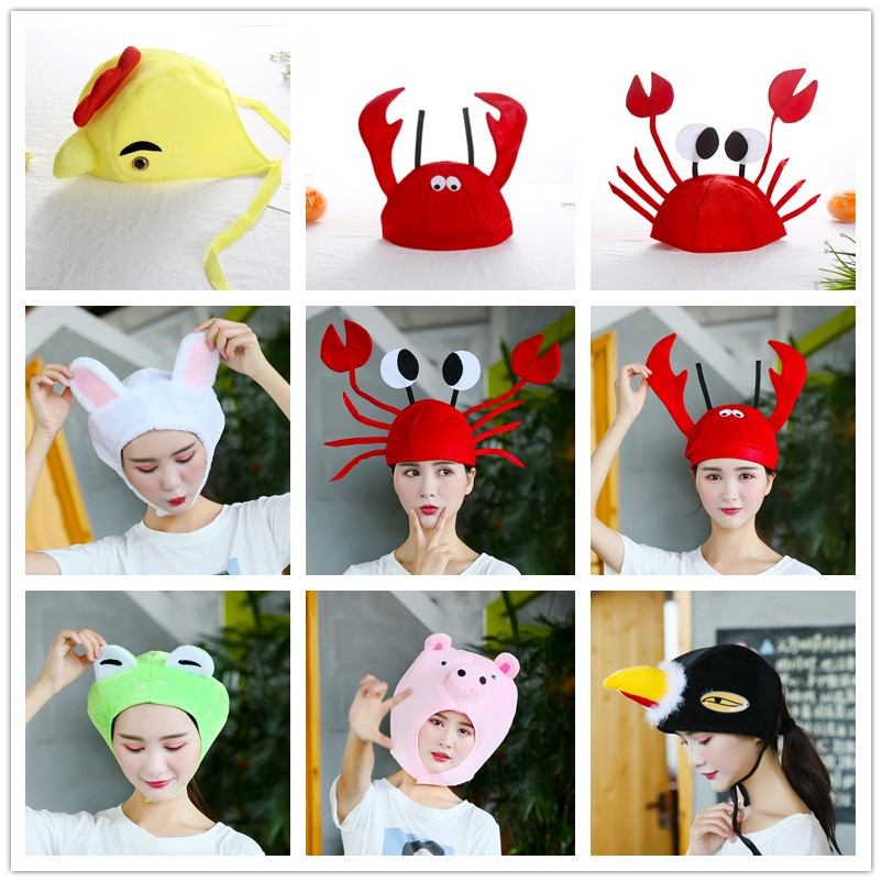 1 Animal funny hat crab frog rabbit panda lobster adult children cute headgear performance props