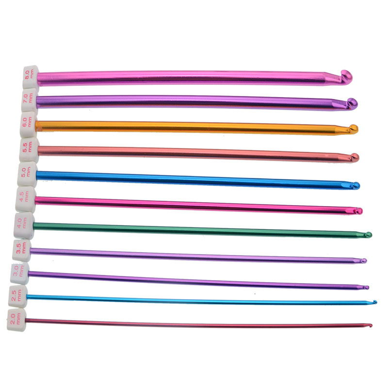 Factory direct supply Afghanistan crochet tools sweater needle with beads aluminum oxide crochet 11 Pack
