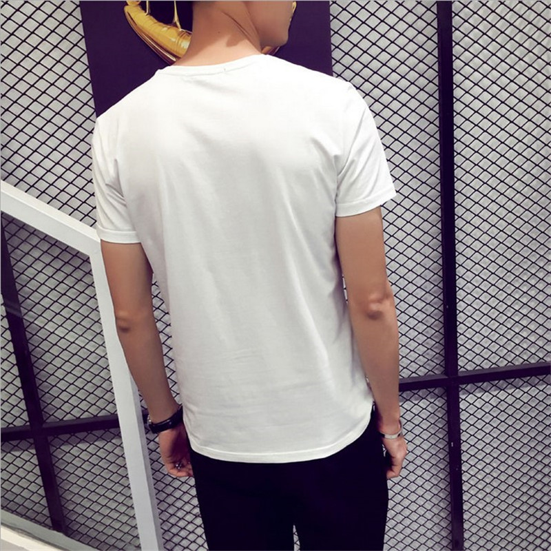 2022 Summer Korean Style Men's Pure White T-shirt Men's Short-sleeved Solid Color Round Neck Slim-fit T-shirt Base Shirt Half-sleeve Trendy