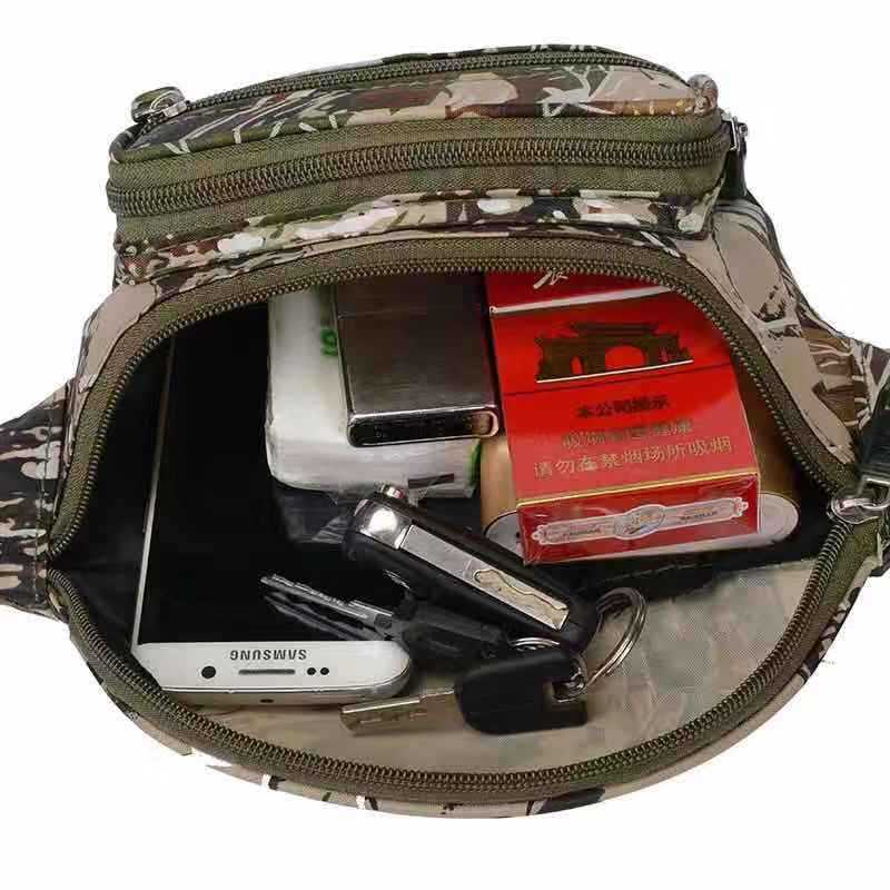 Sports multifunctional camouflage waist bag men and women large capacity cash register bag business polyester mobile phone bag wholesale