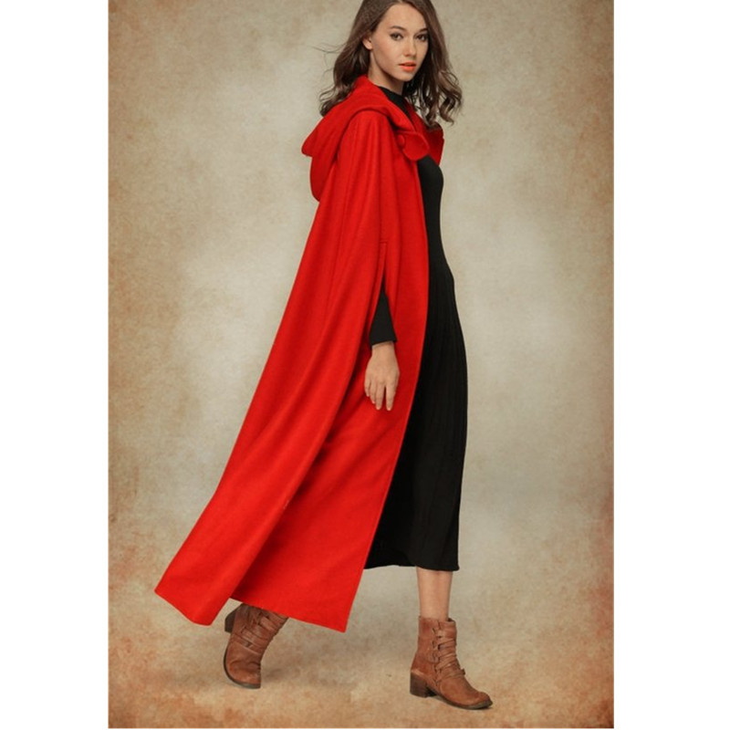 AliExpress wishebay European and American Five-color Hooded Shawl Lengthened Cape Coat Women