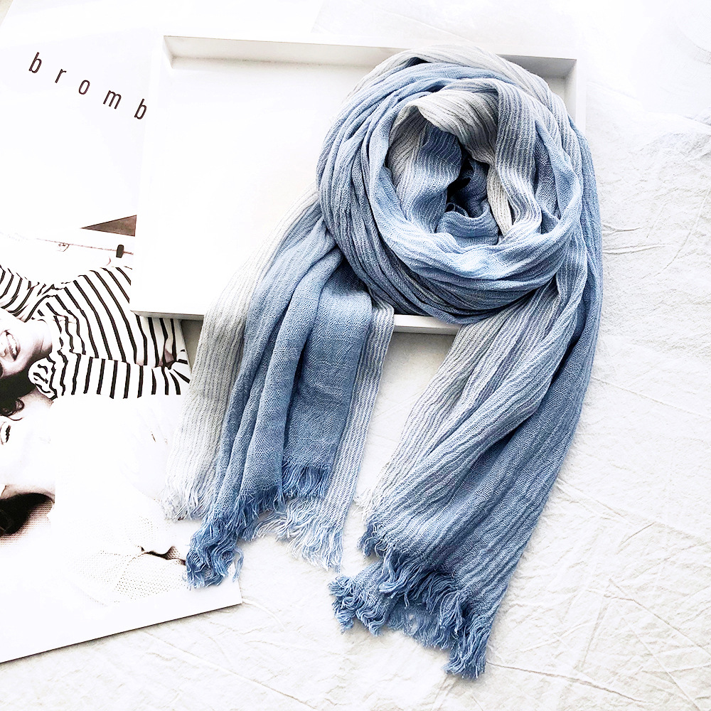 Japanese and Korean Style Striped Cotton and Linen Scarf Women's Four Seasons Good for Men's Scarf Mori Style Couple's Scarf Tide Shawl