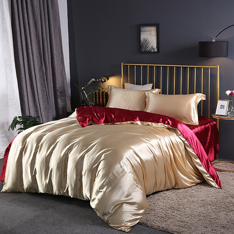 Mulberry Silk Washed Silk Four-Piece Set Silky Silk Quilt Cover Bed Sheet Ice Silk Bed Cover 1.8m Bedding for Hair