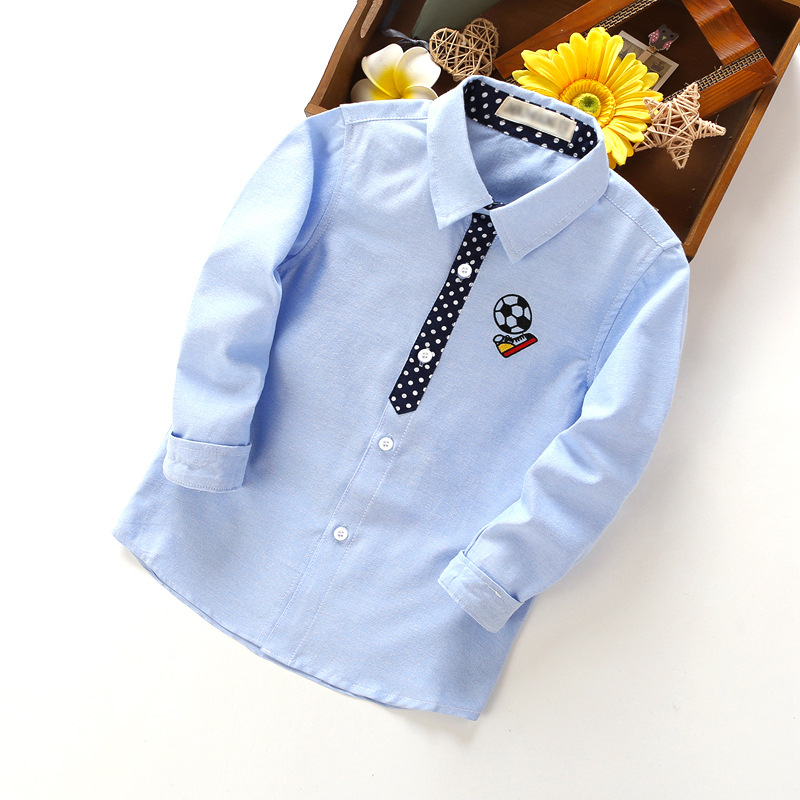 Boy's Shirt Long Sleeve Children's Shirt Children's Shirt Boy's Shirt Spring and Autumn Factory Spot Boy's Shirt