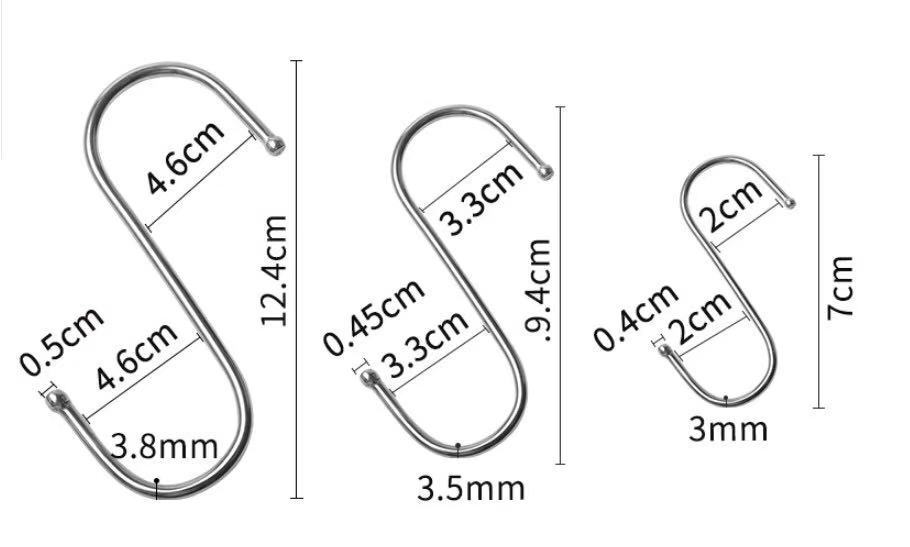 Multi-specification Stainless Steel Kitchen Clothes S Hook Metal Hook Sausage Hook Household Multifunctional Metal Hook