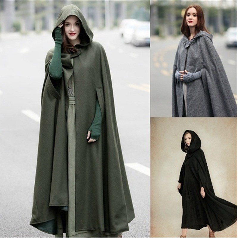 AliExpress wishebay European and American Five-color Hooded Shawl Lengthened Cape Coat Women