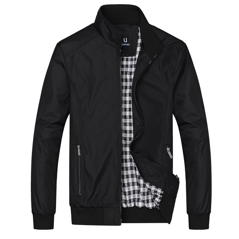 Spring thin stand collar jacket men's youth casual plus size loose jacket men's European size cross-border exclusive for Amazon