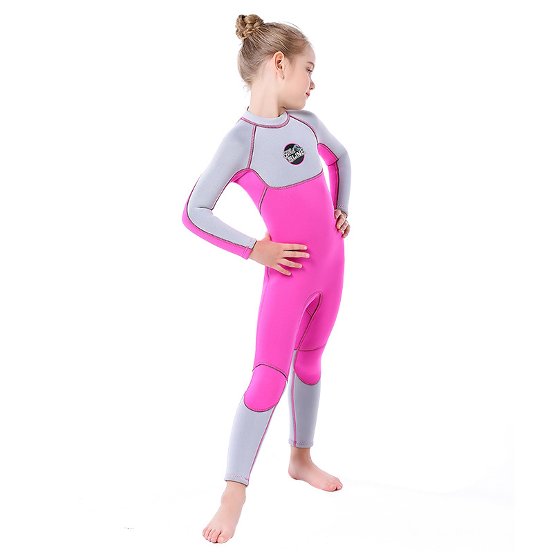 New 3MM children's wetsuit women's SLINX long-sleeved warm swimsuit girls snorkeling sun protection surfing jellyfish suit