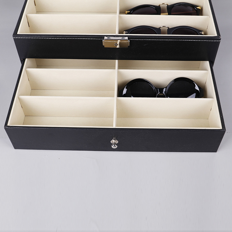 PU leather 12 pairs double layer glasses case sunglasses storage display packaging box