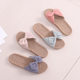 Factory Spot Open Toe eva Cotton Linen Slippers Japanese Linen Slippers Striped Bow Women's Home Indoor Summer
