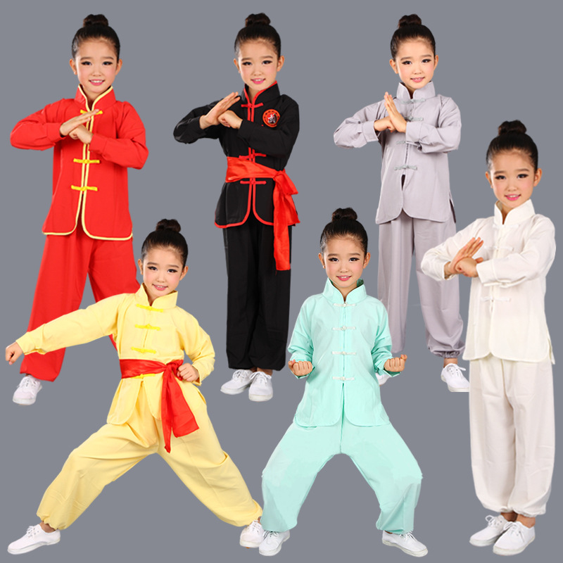 Children's Wushu Clothing Training Clothing Girls' Boys' Kung Fu Tai Chi Clothing Long-sleeved Short-sleeved Children's Training Clothing Performance Clothing