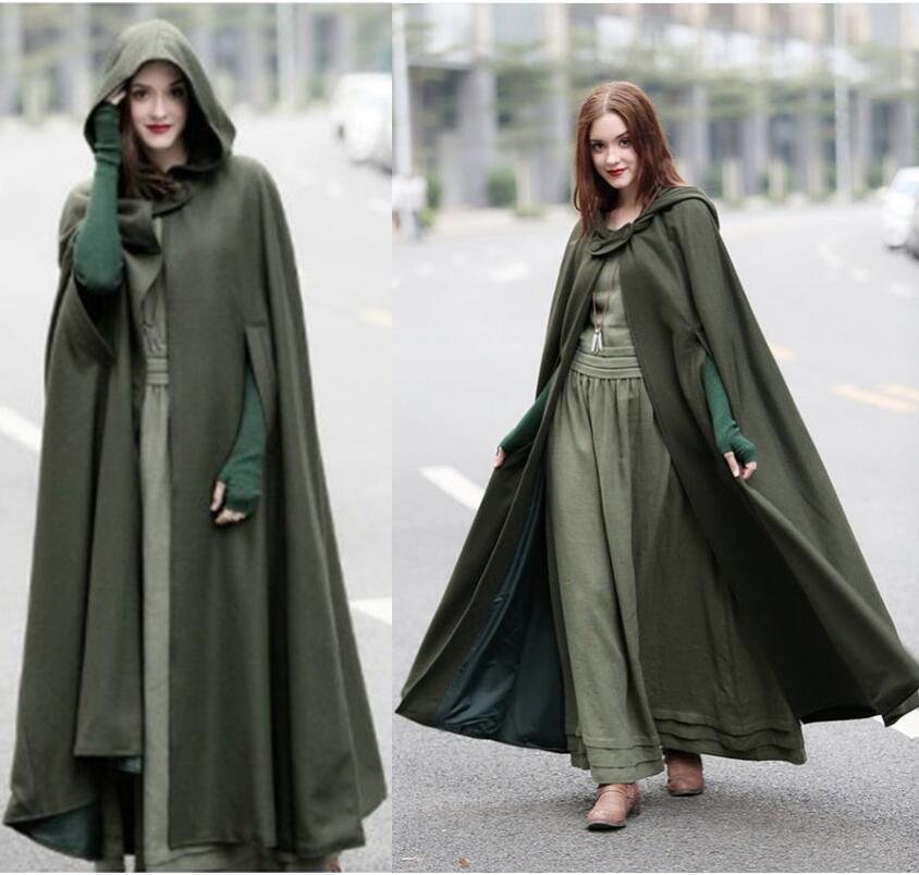 AliExpress wishebay European and American Five-color Hooded Shawl Lengthened Cape Coat Women