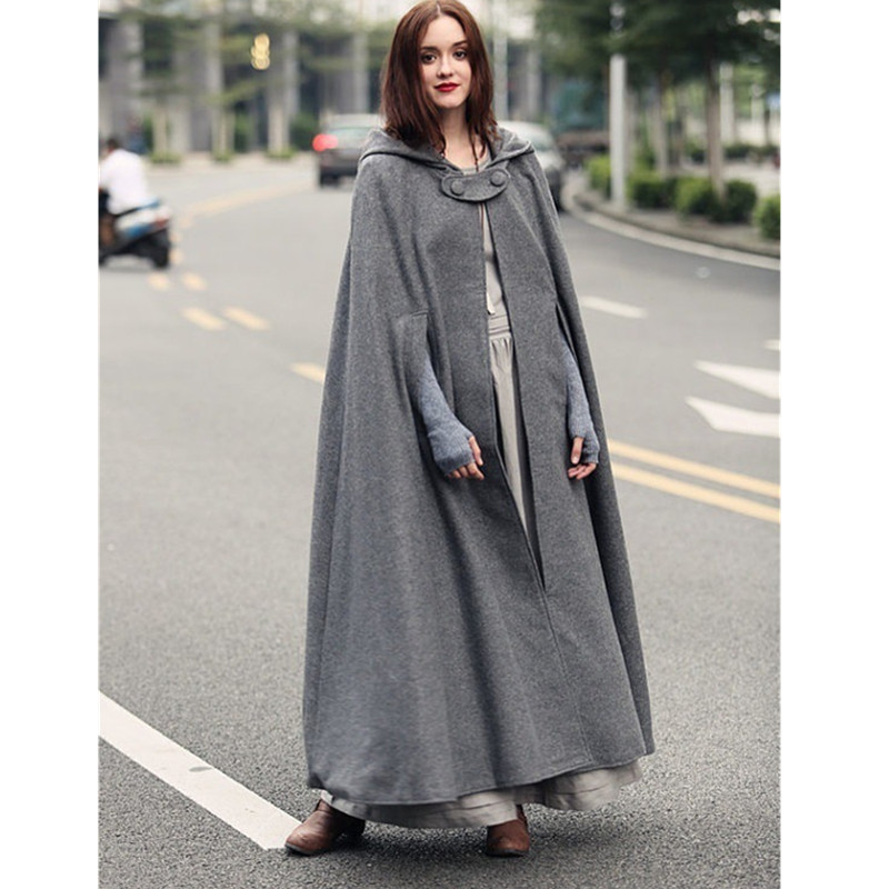 AliExpress wishebay European and American Five-color Hooded Shawl Lengthened Cape Coat Women