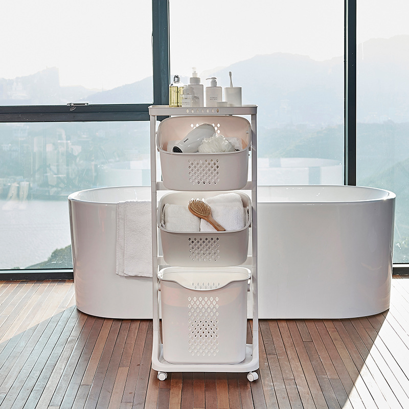Household Multifunctional Finishing Rack Bathroom Sorting Dirty Clothes Basket Laundry Basket Plastic Large Mobile Storage Basket