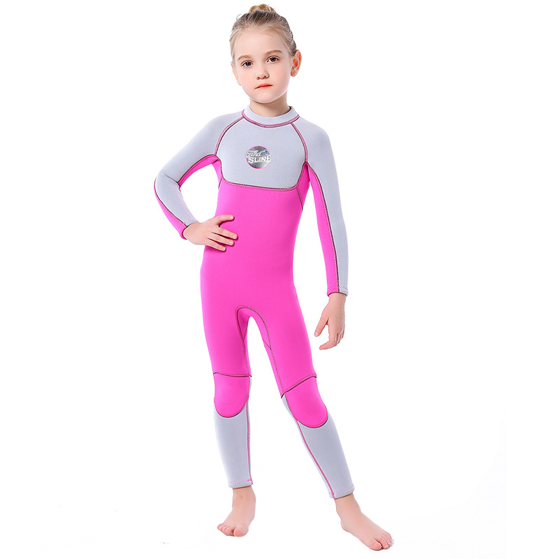 New 3MM children's wetsuit women's SLINX long-sleeved warm swimsuit girls snorkeling sun protection surfing jellyfish suit