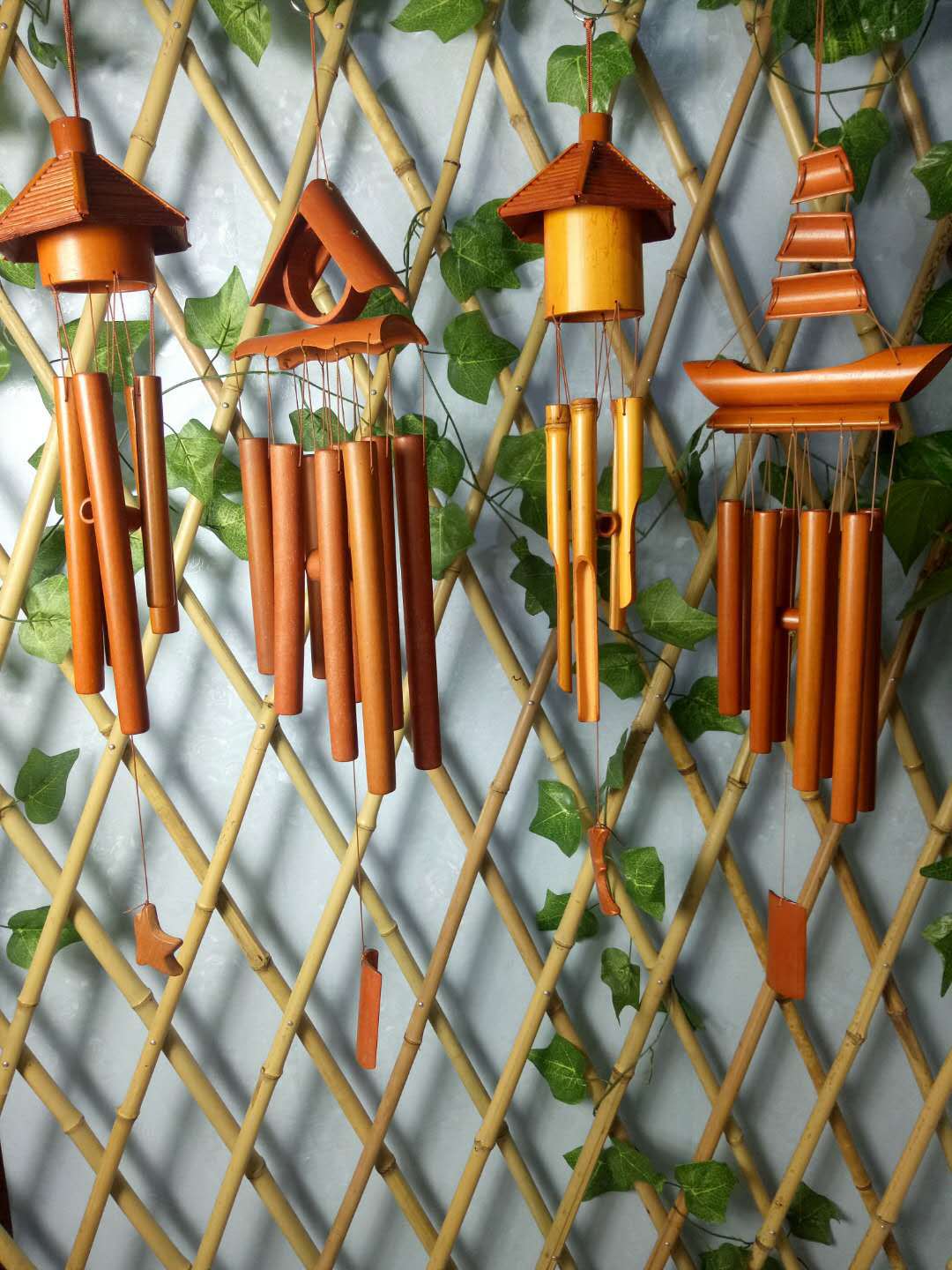 Wholesale bamboo sailing wind chime Chinese vintage bamboo handmade bamboo wind chime bamboo tube wind chime creative decoration