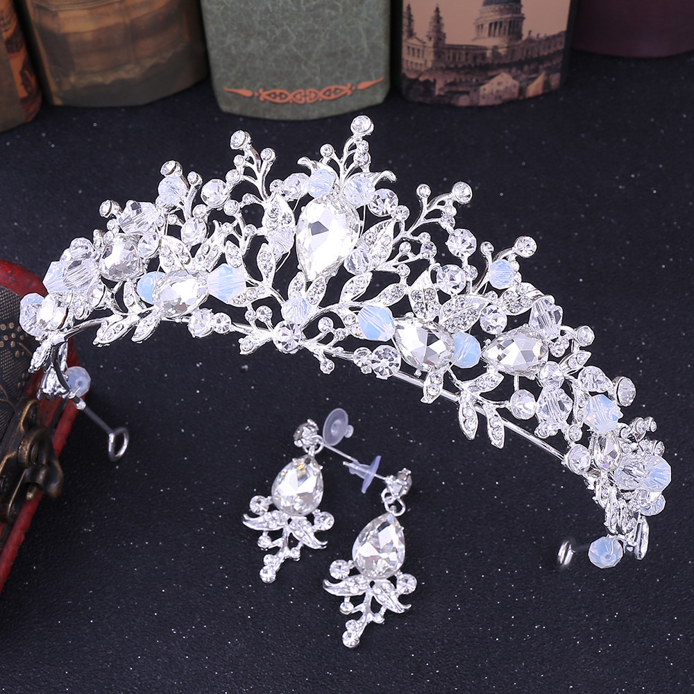 New Wedding Birthday Headwear Headband Crown Baroque Set Rhinestone String Crystal Bridal Handmade Crown Accessories