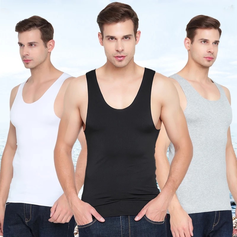 Ice Silk Seamless Men's Vest Men's Summer Slim-fit Tight Youth Sports Hurdle Sleeveless Underwear Base Undershirt