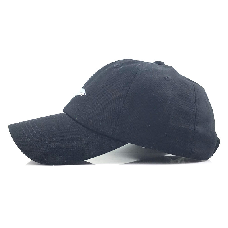 Shark Embroidered Baseball Hat Solid Color Curved Along Pure Cotton Washed Casual Baseball Cap European and American Men's Women's Cap