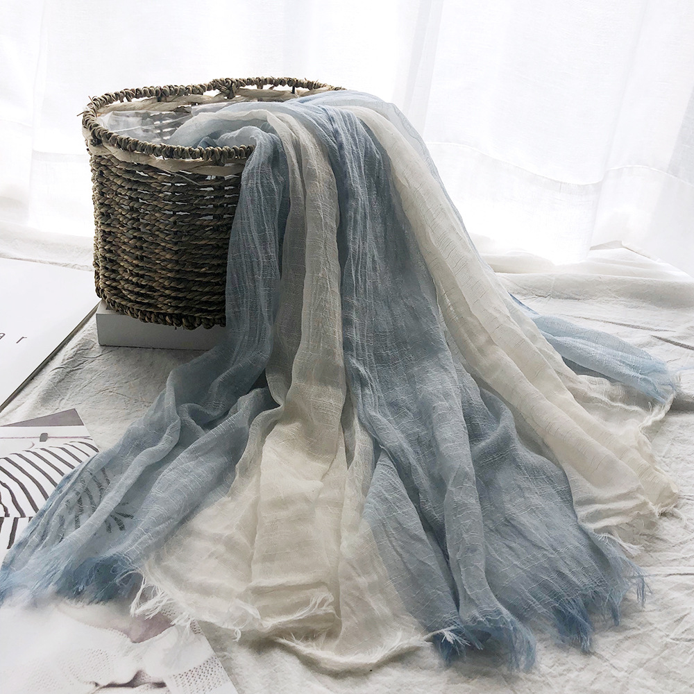 Thin foreign trade scarf shawl wholesale new cotton and linen scarf women's solid color sunscreen muslim gauze scarf turban