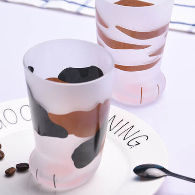 Creative Animal Cat's Foot Glass Japanese Style Frosted Cat's Claw Milk Juice Glass Beer Drink Cup