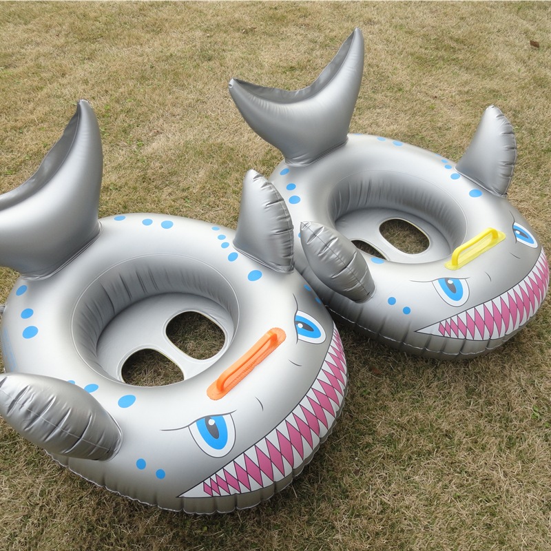 Wholesale shark boat swimming ring children's seat inflatable with handle baby swimming ring animal seat swimming ring
