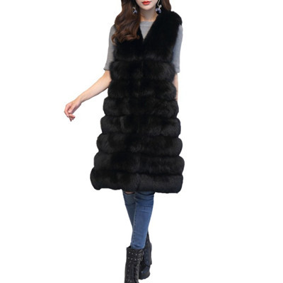Haining fur manufacturers wholesale foreign trade hot extended sleeveless vest imitation fox coat autumn and winter women's clothing