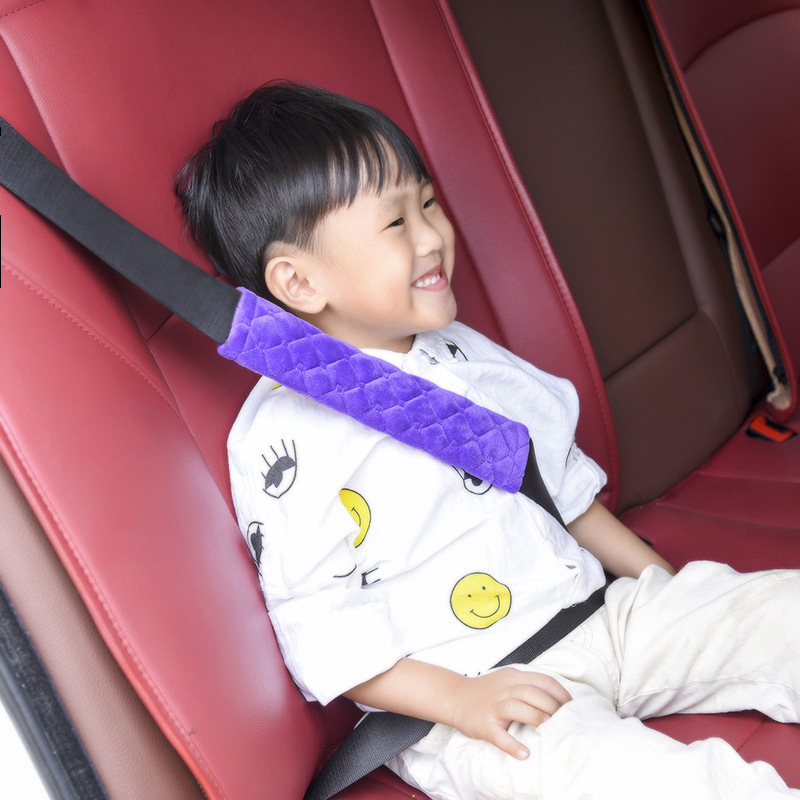Car supplies car Plaid safety belt shoulder pad Crystal plush car shoulder pad embroidered shoulder pad cross-border supply