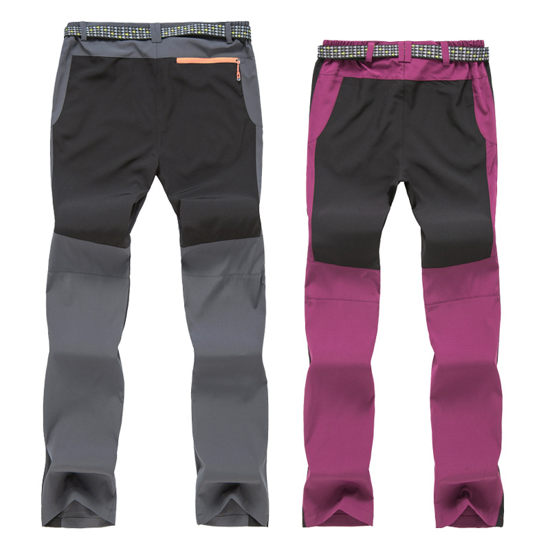 Spring and Summer Outdoor Sports Soft Shell Rush Pants Men's Colorblock Windproof Warm Breathable Fleece Thickened Hiking Pants Women