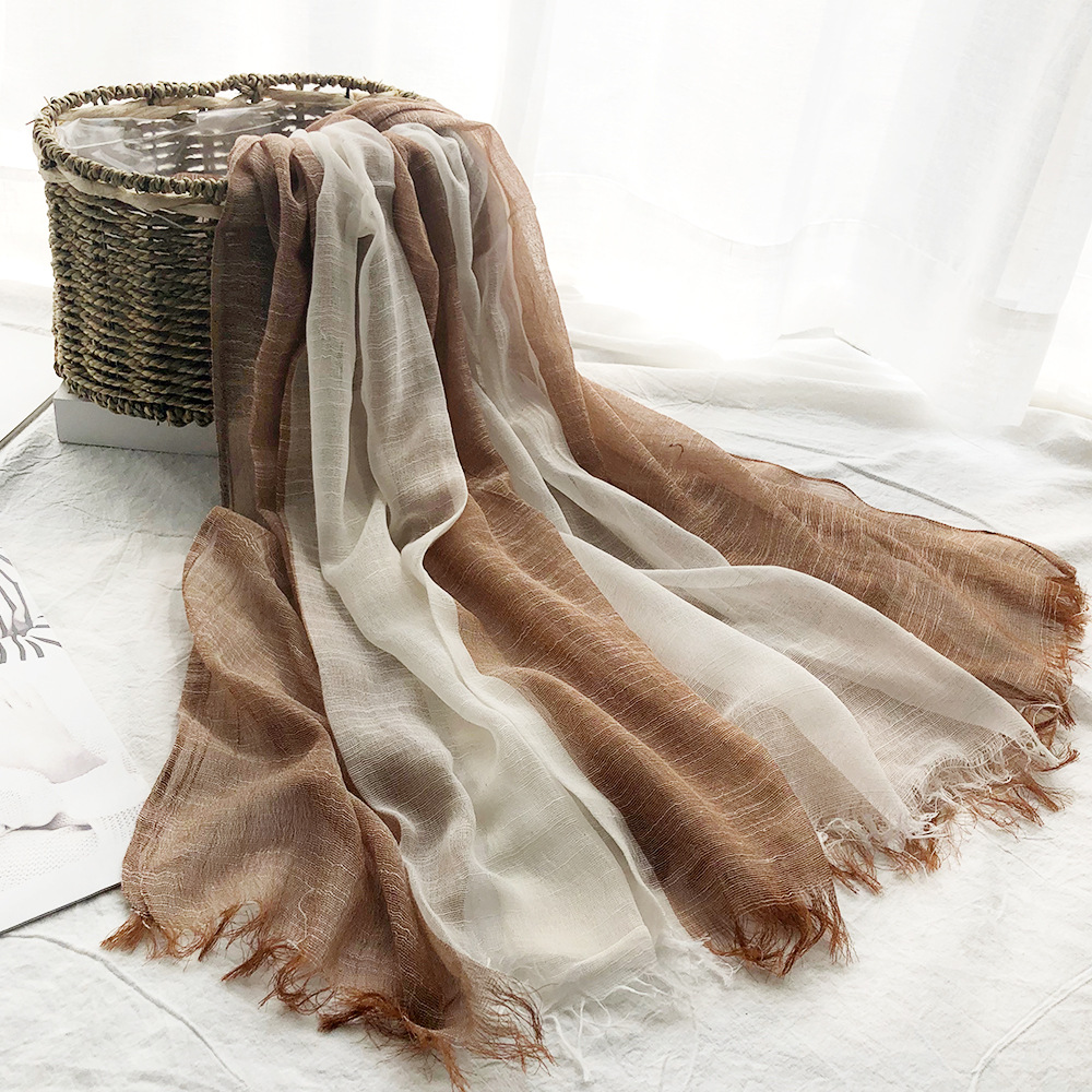 Thin foreign trade scarf shawl wholesale new cotton and linen scarf women's solid color sunscreen muslim gauze scarf turban