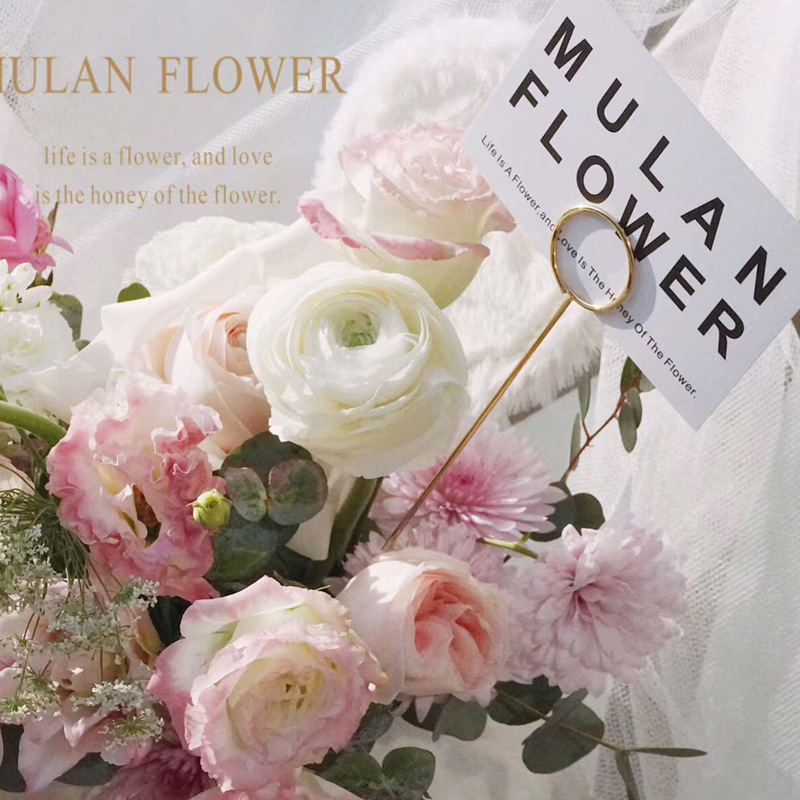 Roland flower packaging material Korean style Internet celebrity metal flower arrangement card holder tuhao gold plated bouquet floral card holder