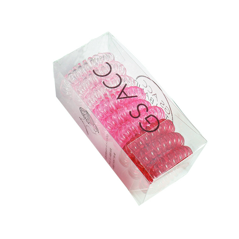 Japanese and Korean Style Creative Gradient Elastic Hair Rope Women's Simple Hair Rope Boxed Candy Color Transparent Telephone Line Hair Ring