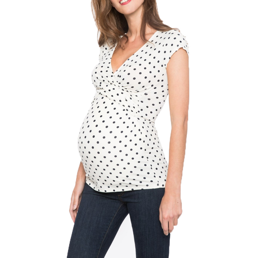 European and American wish foreign trade AliExpress ebay chest cross V-neck maternity dress wave print short sleeve breast-feeding top