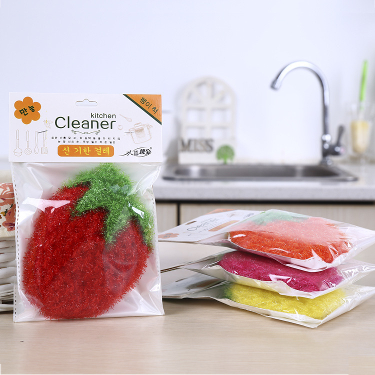 Factory wholesale six-leaf strawberry cloth brush Bowl towel dish cloth acrylic kitchen dish towel dealer super explosions