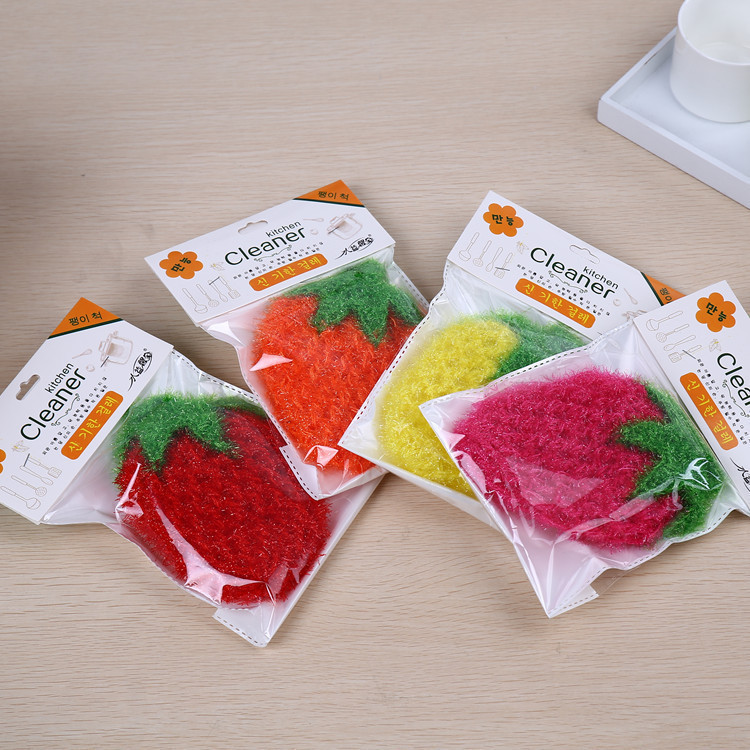 Factory wholesale six-leaf strawberry cloth brush Bowl towel dish cloth acrylic kitchen dish towel dealer super explosions