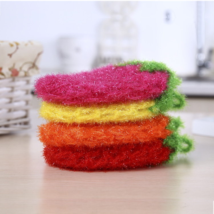 Factory wholesale six-leaf strawberry cloth brush Bowl towel dish cloth acrylic kitchen dish towel dealer super explosions