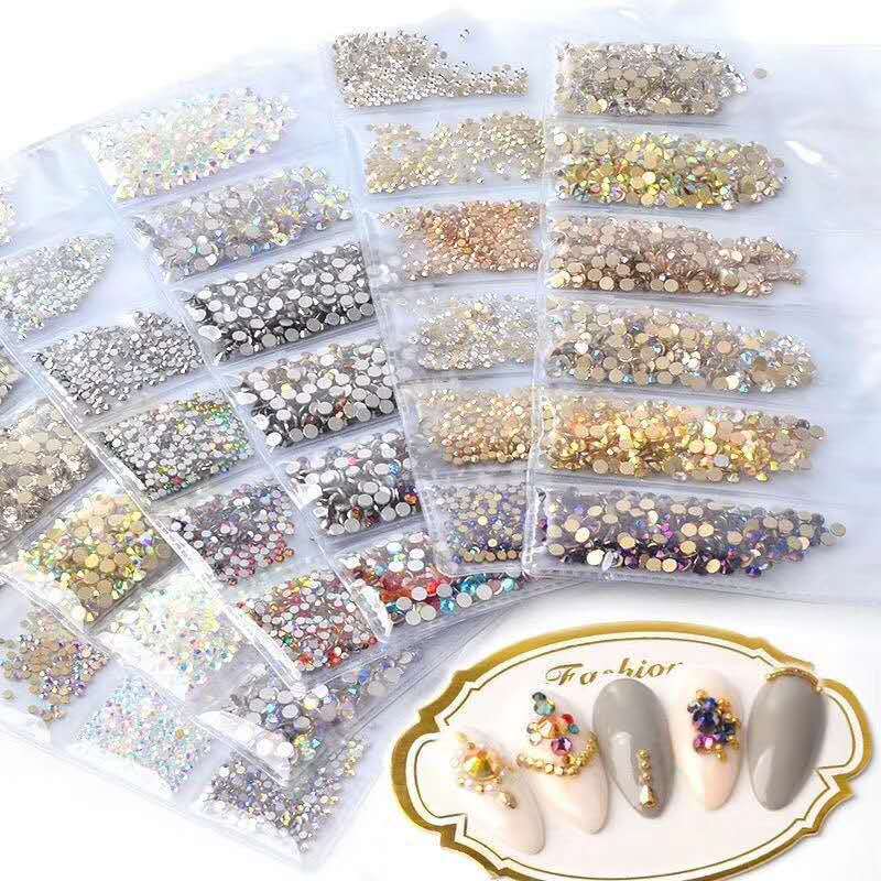 クロスボーダー専用diyネイルアクセサリー爪水晶ab白ドリル6格袋入りのフラットガラスのドリル|undefined