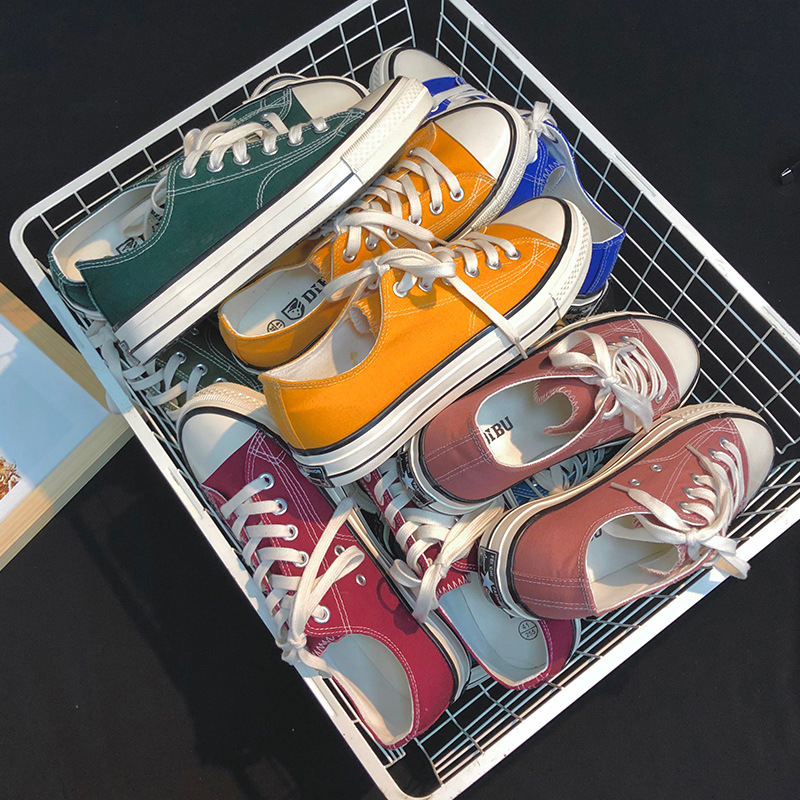 New South Korea Street shooting classic all-matching board shoes retro 1970s replica cloth shoes canvas shoes for women 1001