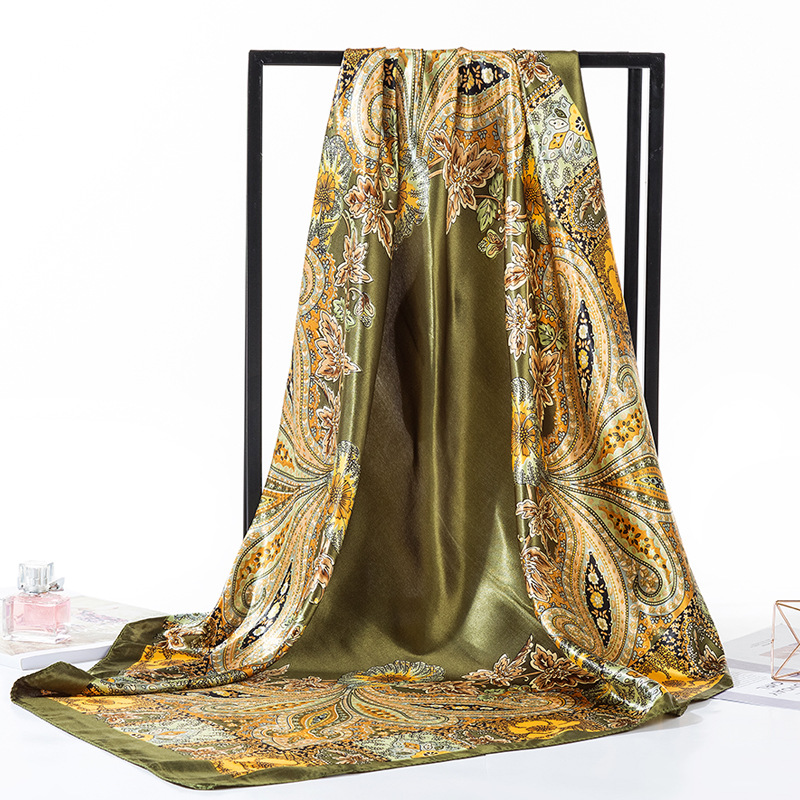 2023 Satin Korean Small Silk Scarf Women's All-match Large Silk Square Square Spring and Autumn Square Thin Scarf