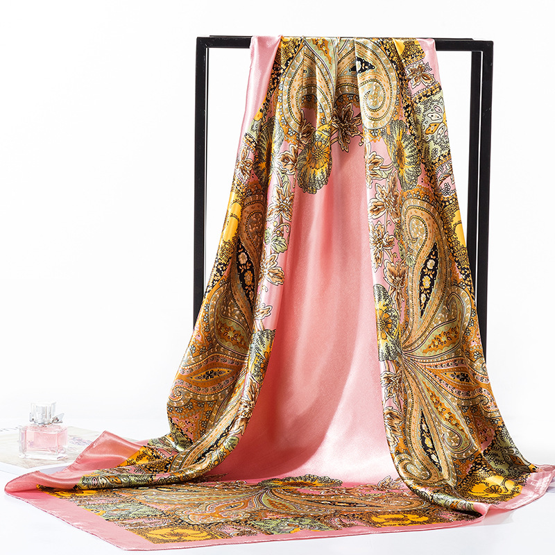 2023 Satin Korean Small Silk Scarf Women's All-match Large Silk Square Square Spring and Autumn Square Thin Scarf