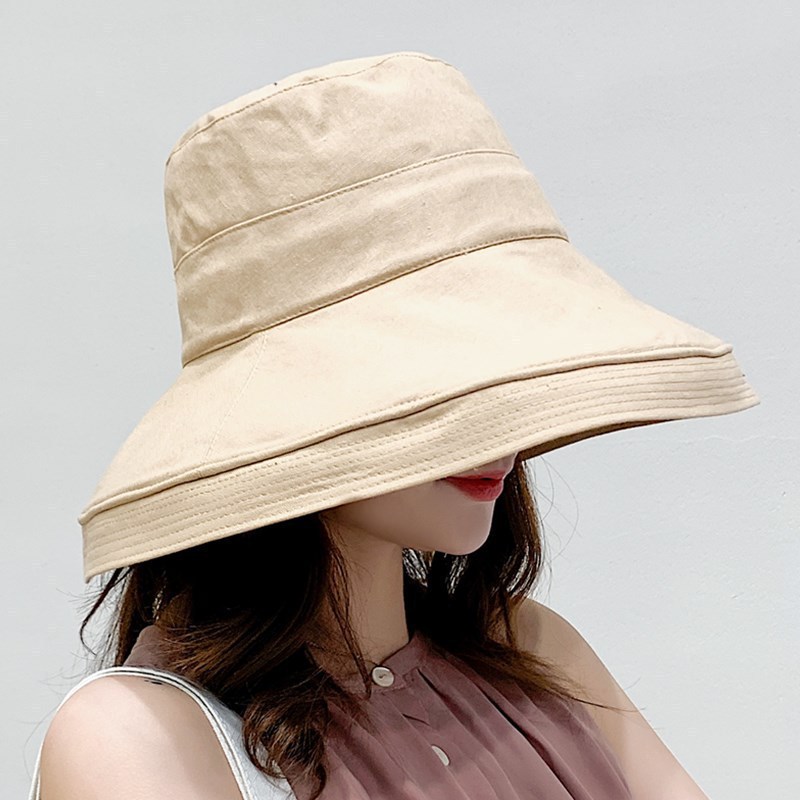 Japanese Style Face-Covering Summer Big Eave Fisherman's Hat Women's chic Korean Style Summer Sunshade Art Sunscreen Basin Hat