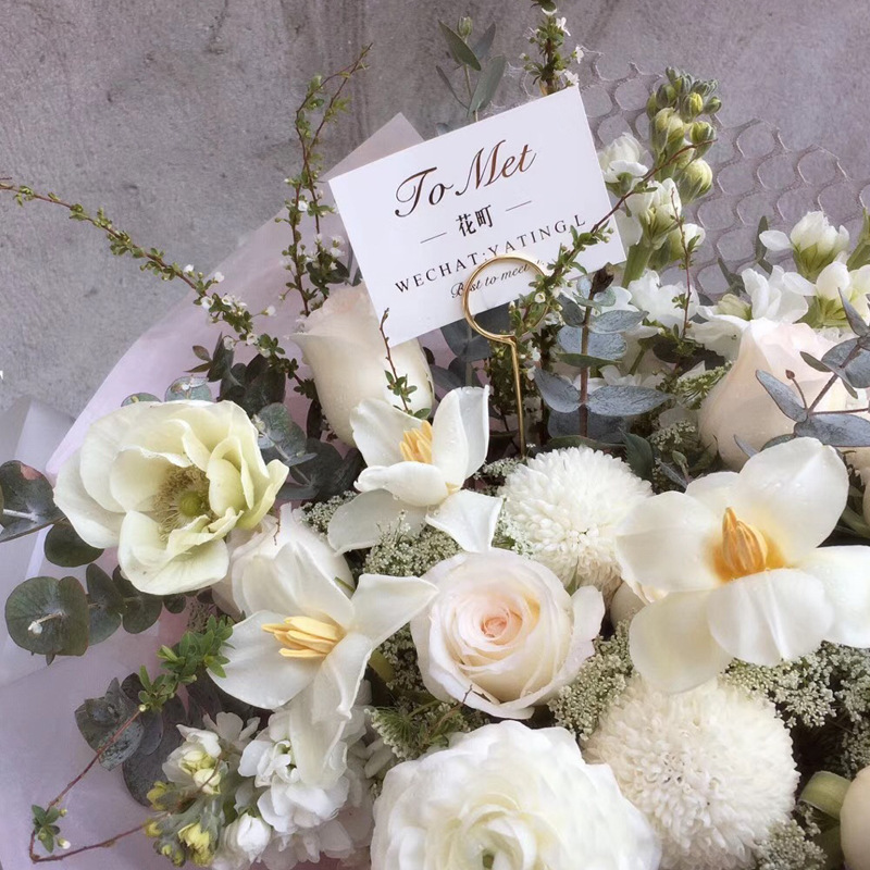 Roland flower packaging material Korean style Internet celebrity metal flower arrangement card holder tuhao gold plated bouquet floral card holder