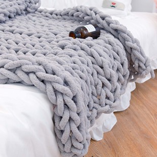 Handmade Thick Wool Blanket Chenille Stick Knitted Blanket Wool Blanket Sofa Blanket Cover Blanket Photographic Props Blanket