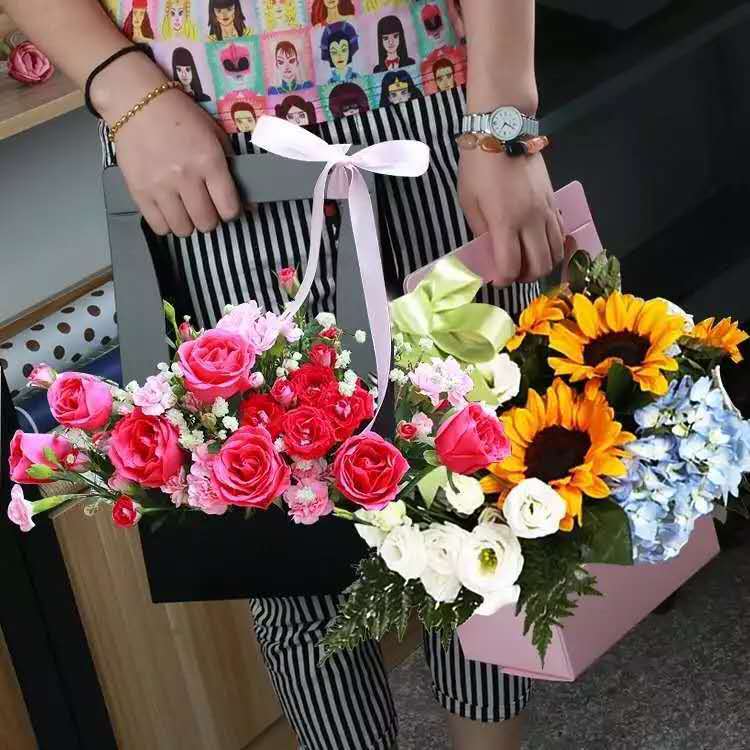38 portable flower basket paper salon class flower bag portable flower box floral materials flower portable flower bag