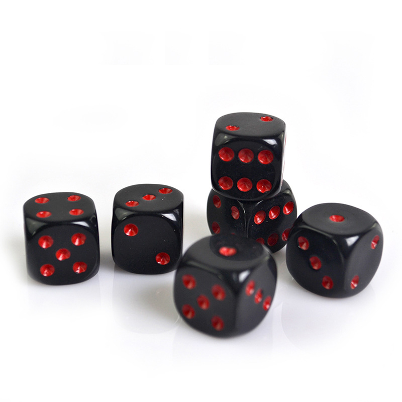 Cross-border supply No. 16 black red dot rounded dice color sieve table game mahjong accessories 1.6cm