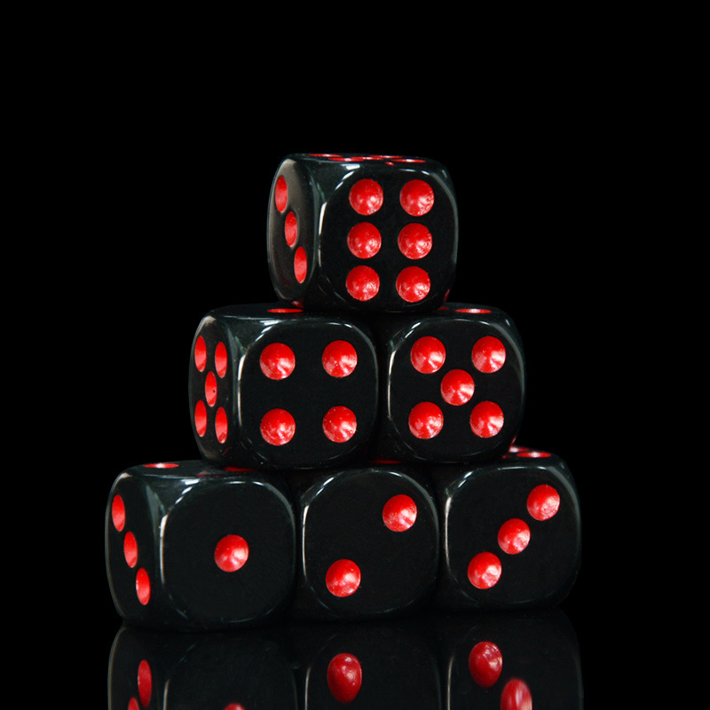 Cross-border supply No. 16 black red dot rounded dice color sieve table game mahjong accessories 1.6cm